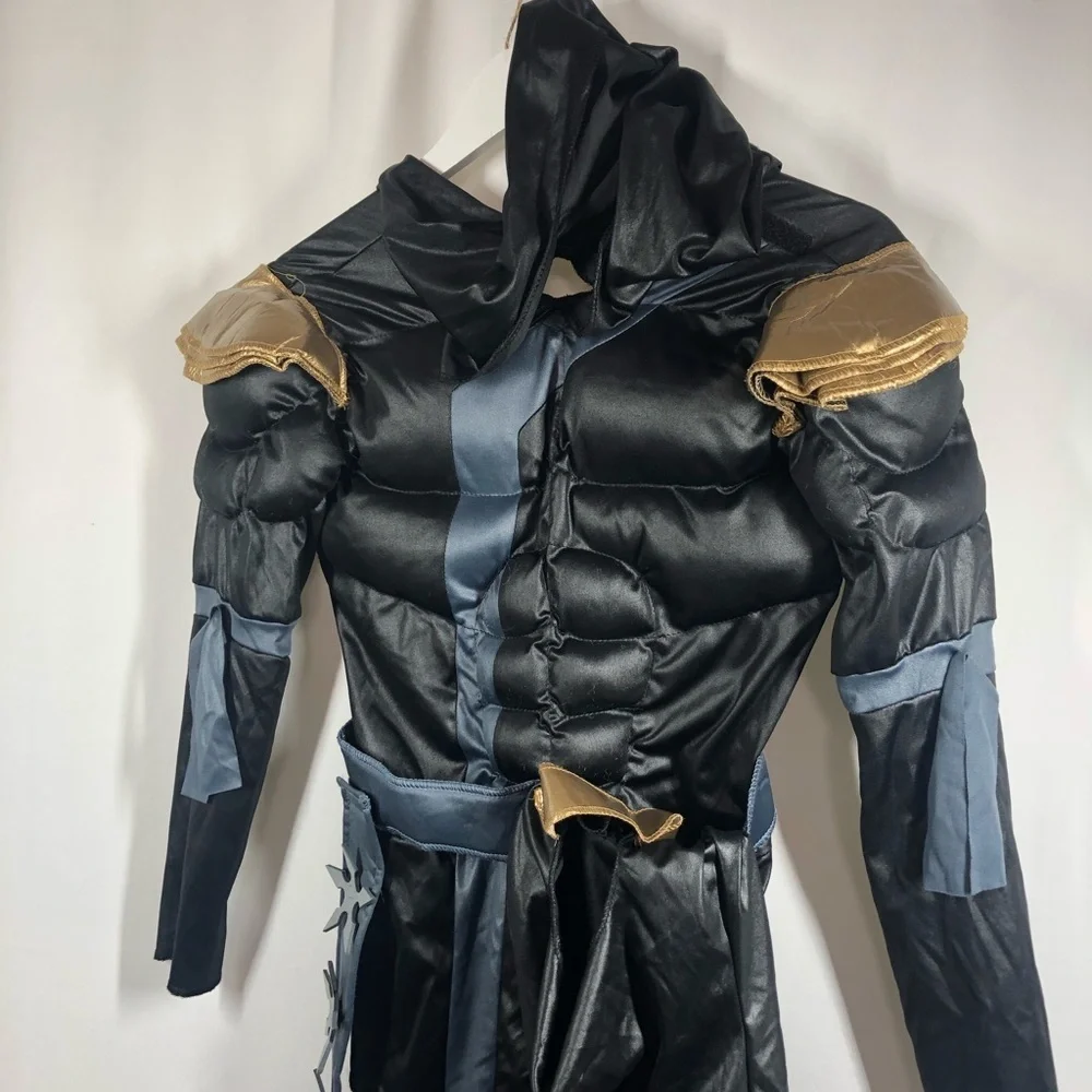 Ninja costume for kids black some gold and gray
